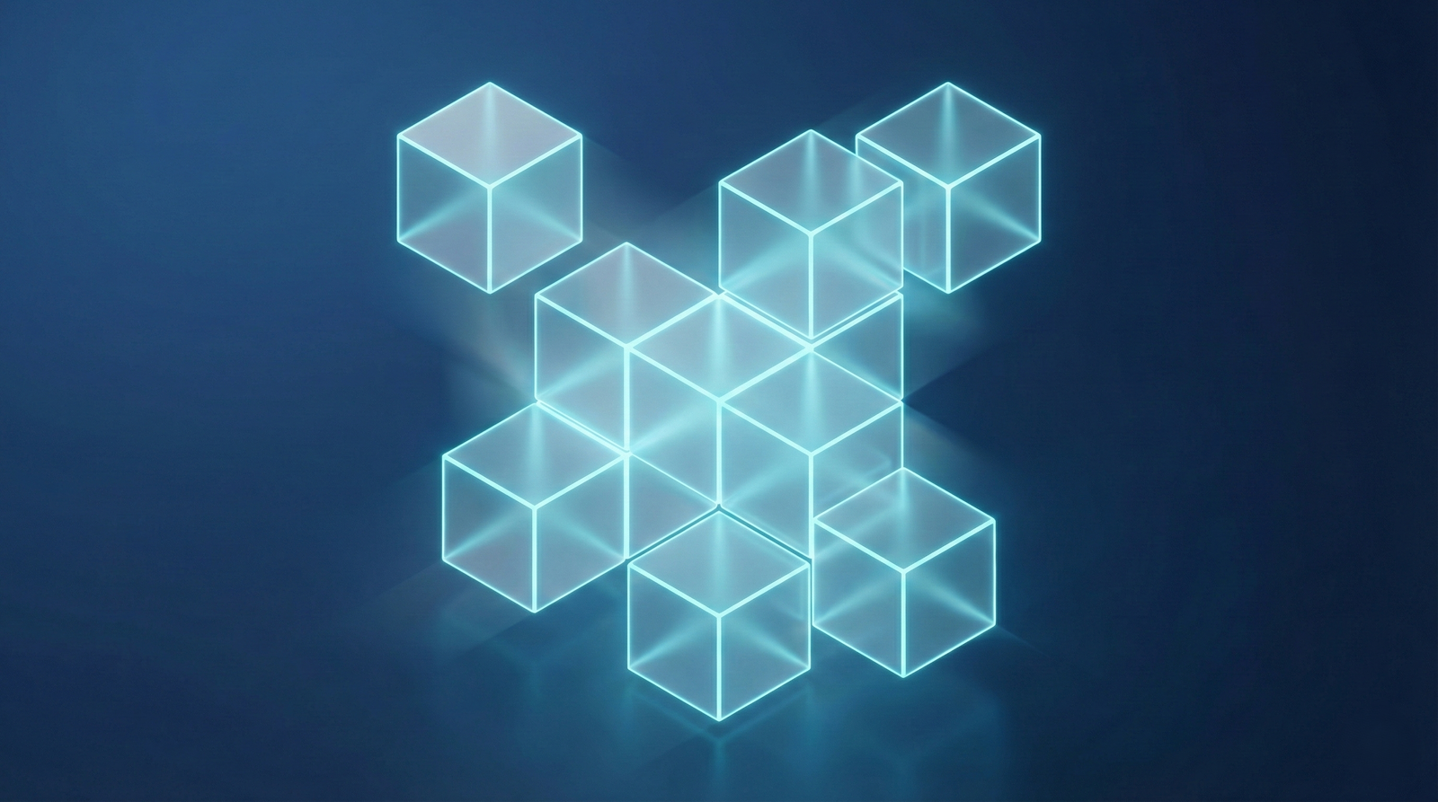 Estrutura de blocos 3D simbolizando construção sólida